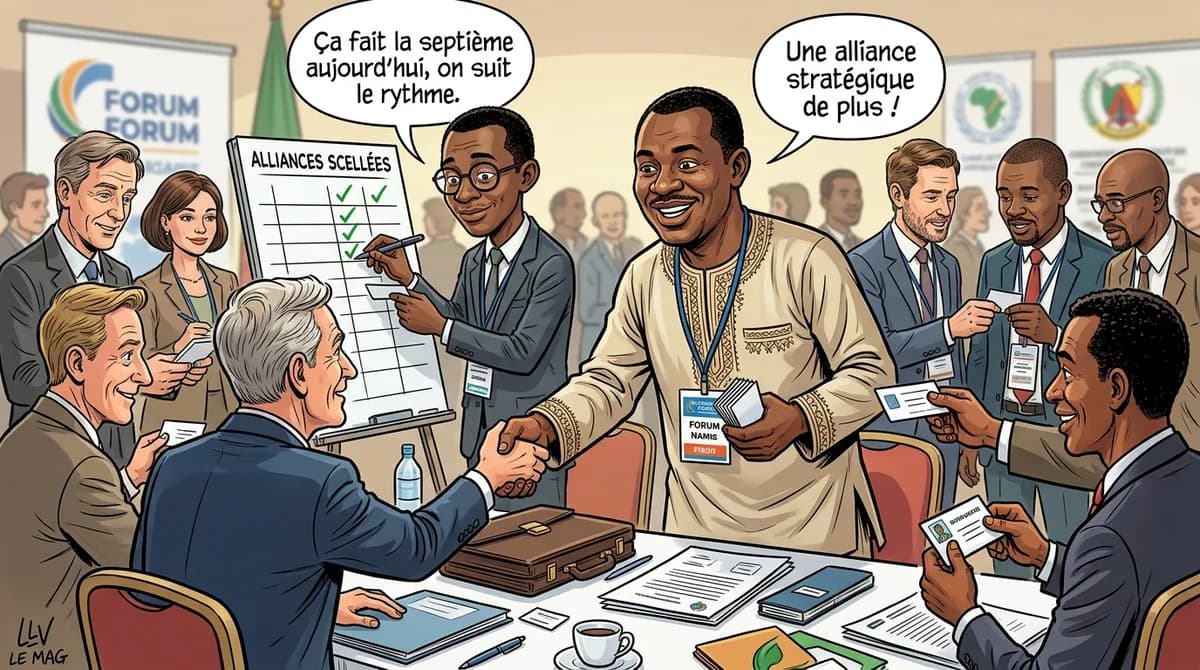 Illustration éditoriale pour Cameroun : Le ministre des Finances renforce les alliances stratégiques avec le FMI et EDF à Paris