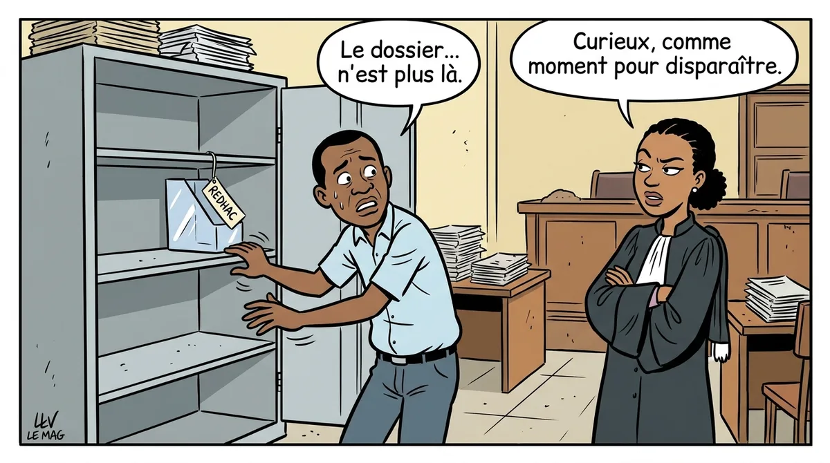 Illustration éditoriale pour Dossier Redhac introuvable au tribunal de Douala‑Bonanjo : un rebondissement inattendu
