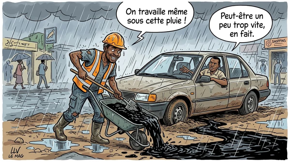 Illustration éditoriale pour Douala accélère les travaux de voirie pour désengorger la métropole