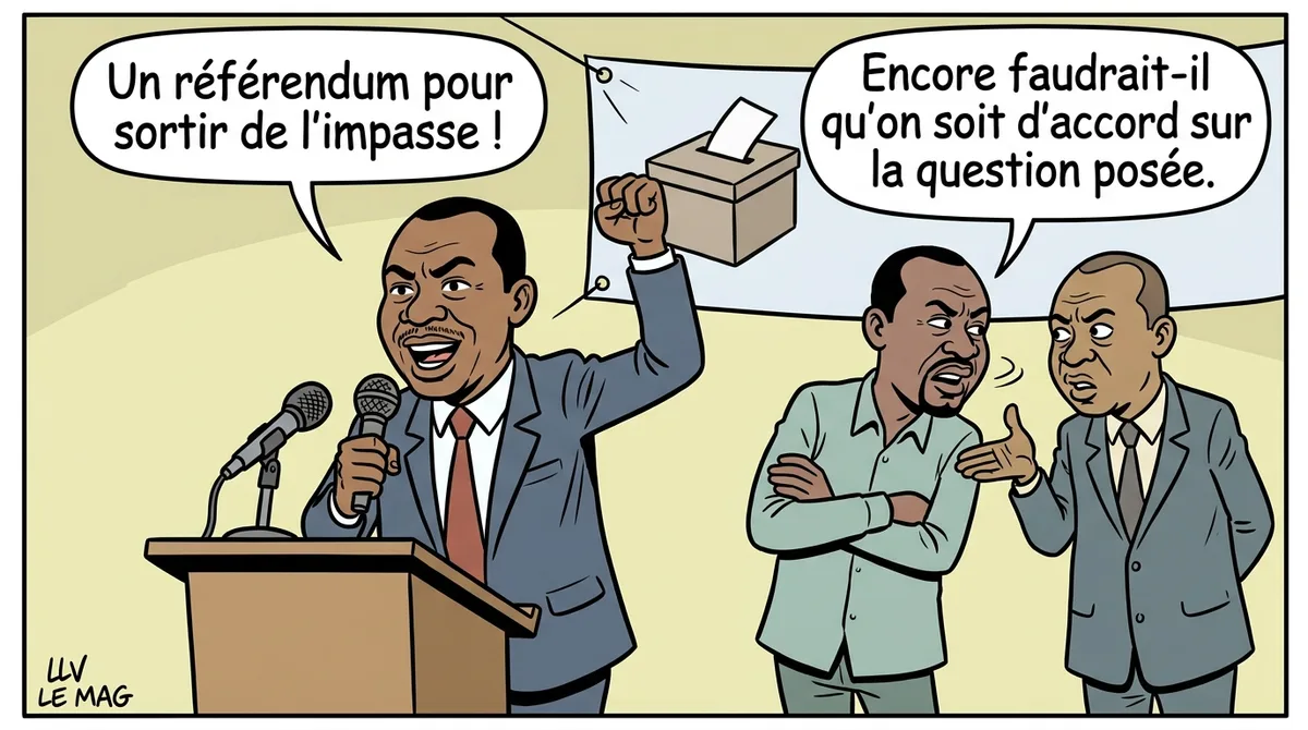 Editorial illustration for Facing the coalition deadlock, Abdouraman Hamadou Babba proposes a referendum before the 2027 elections