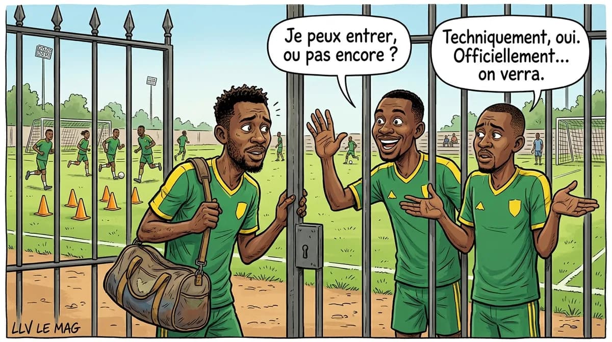 Illustration éditoriale pour Faris Moumbagna reprend les entraînements à l’Olympique de Marseille : un retour sous le signe de l’incertitude