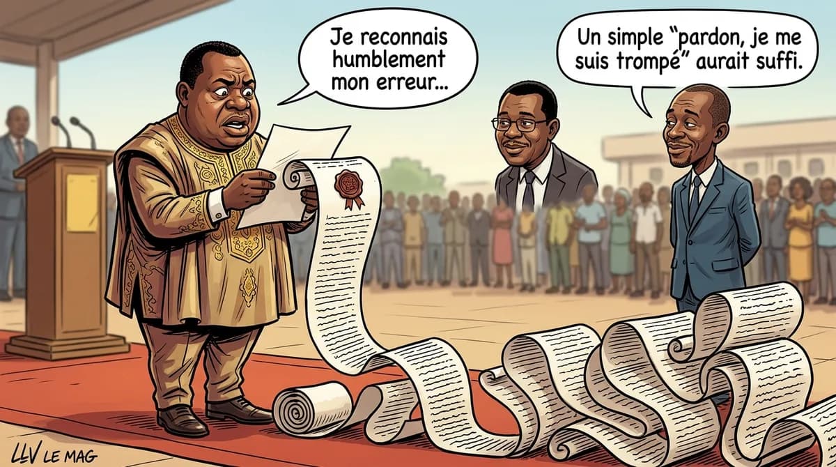 Illustration éditoriale pour Joseph Espoir Biyong adresse un mea‑culpa inédit à Mamadou Mota : entre excuses publiques et reconnaissance politique