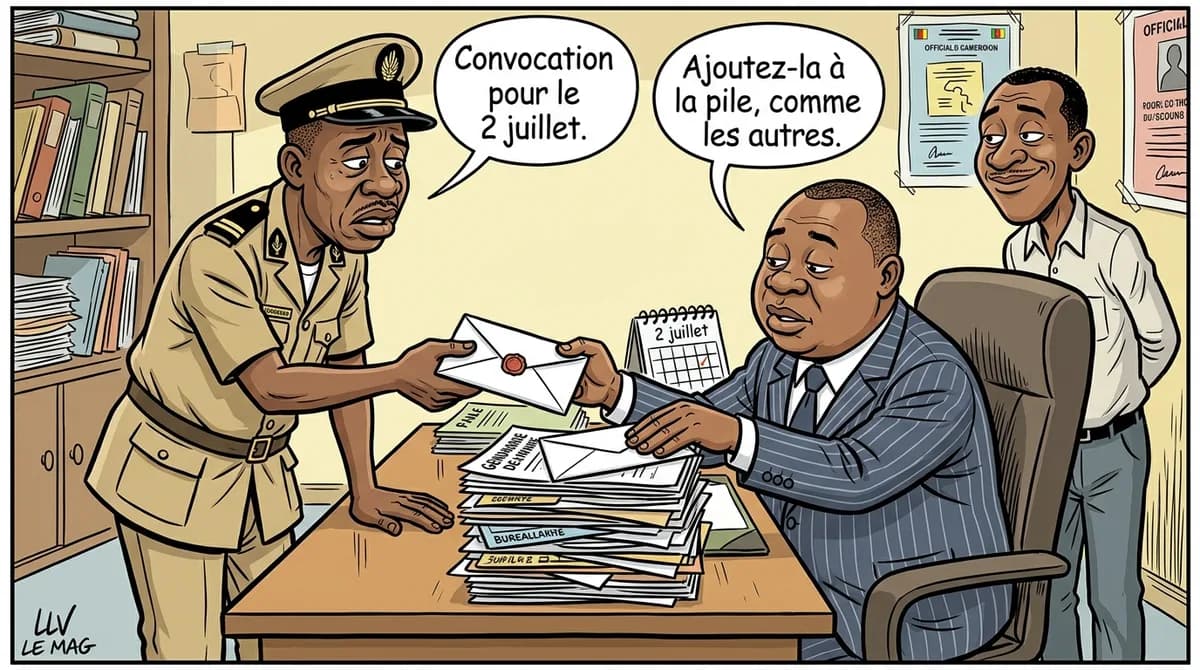 Illustration éditoriale pour Joseph Espoir Biyong convoqué par la Légion de gendarmerie du Littoral : enjeux et perspectives