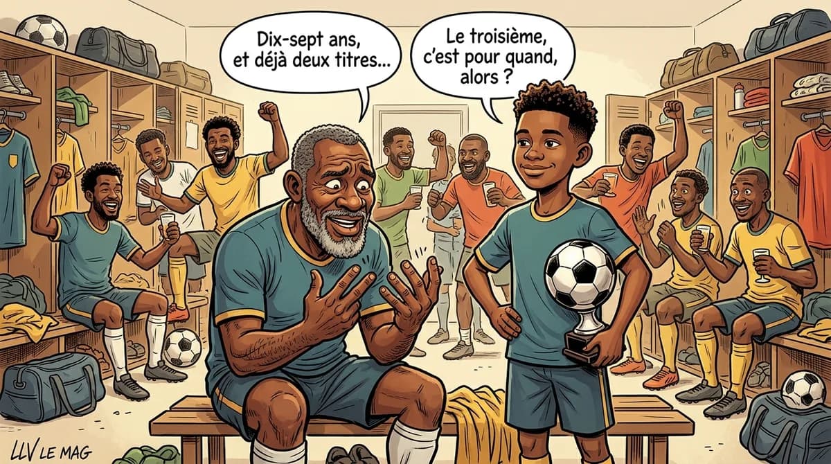 Illustration éditoriale pour Jude Enow, 17 ans, double champion du Cameroun : l'ascension fulgurante d'un prodige du football