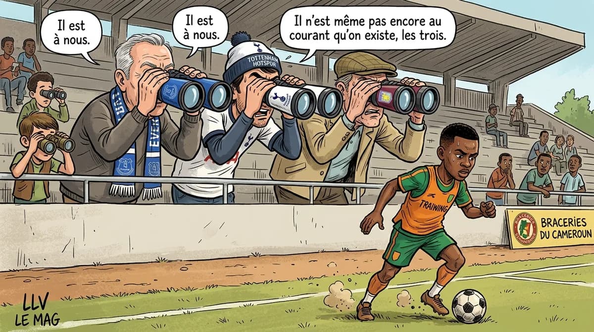 Illustration éditoriale pour Karl Etta Eyong dans le viseur des clubs anglais : un espoir camerounais en quête d’un nouveau défi