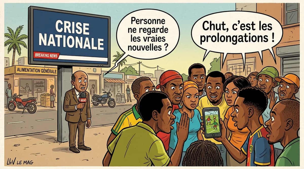 Illustration éditoriale pour Le Cameroun brûle, mais on parle de football