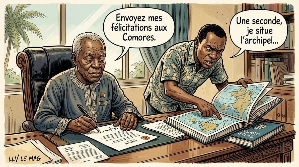 Illustration éditoriale pour Paul Biya adresse ses félicitations à Azali Assoumani à l'occasion de la fête nationale des Comores