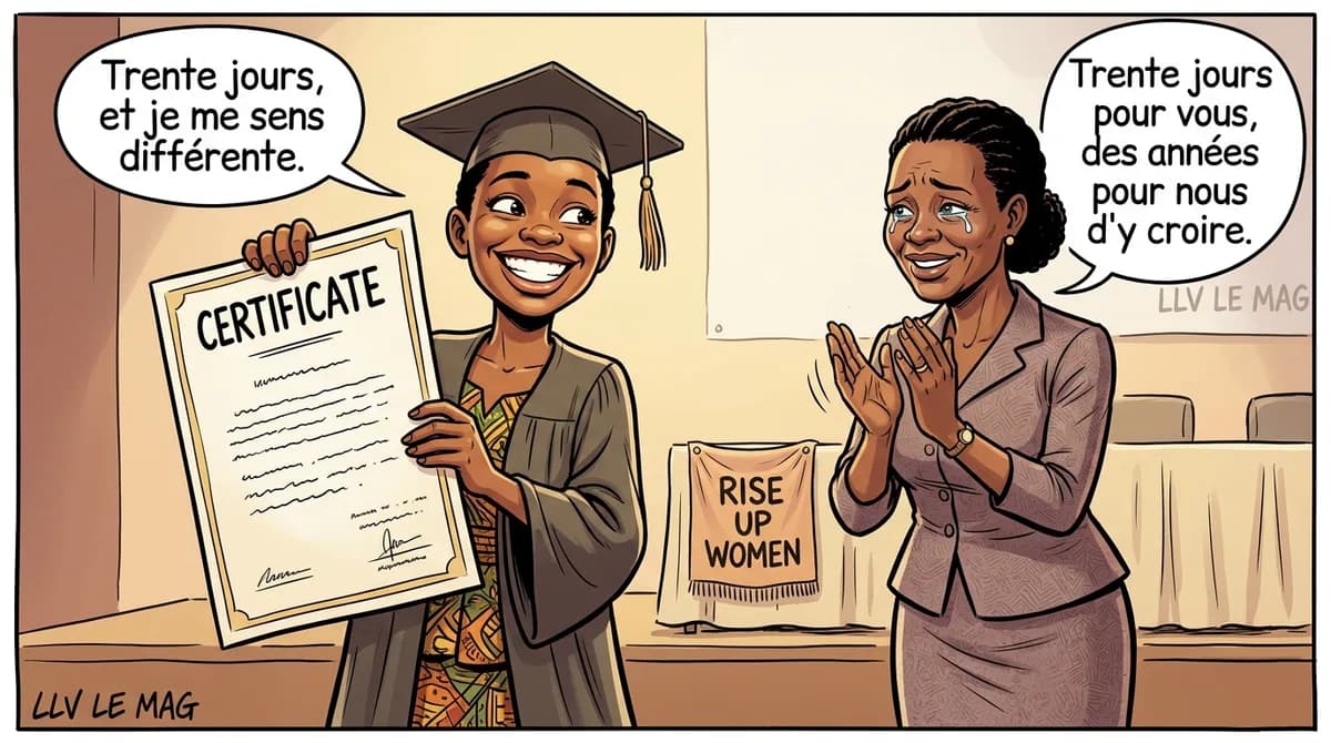 Illustration éditoriale pour Rise Up Women lance une formation intensive de 150 jeunes femmes au Cameroun