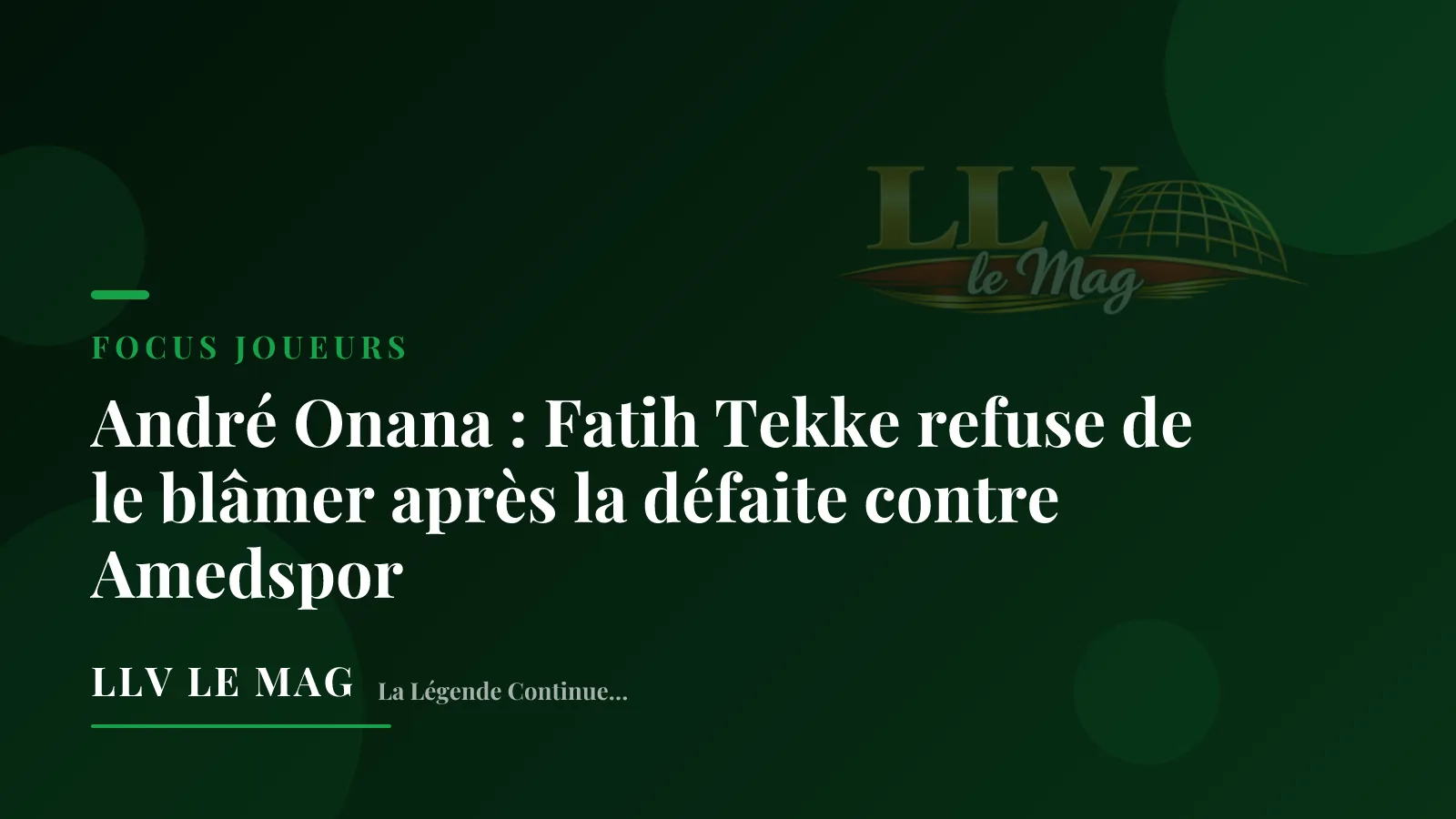André Onana: Fatih Tekke Refuses to Blame Him After Amedspor Defeat