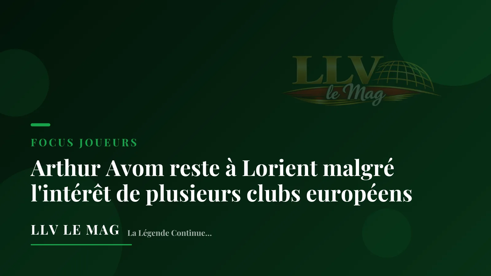 Arthur Avom Stays at Lorient Despite Interest From English Clubs