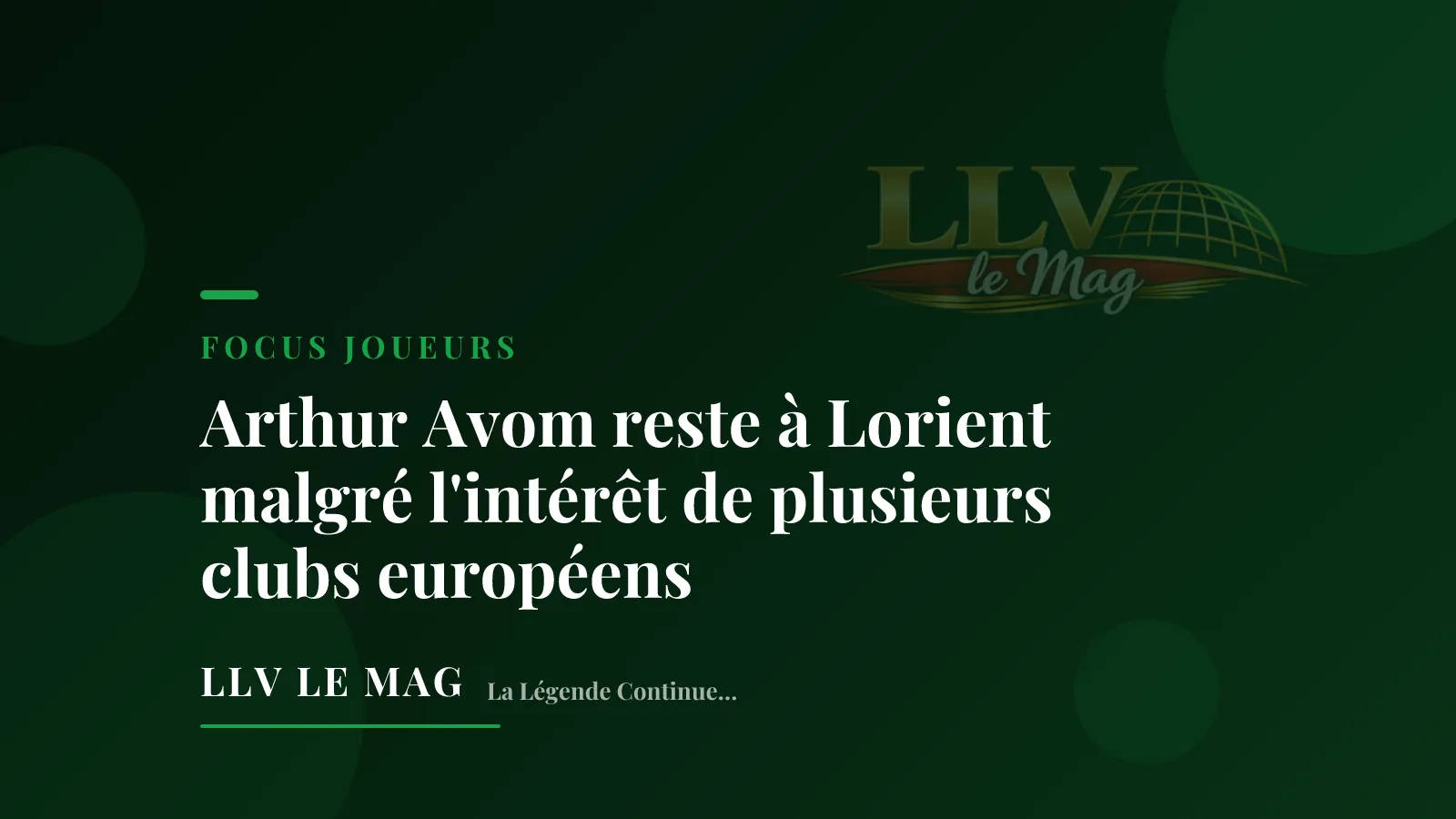 Arthur Avom Stays at Lorient Despite Interest From English Clubs