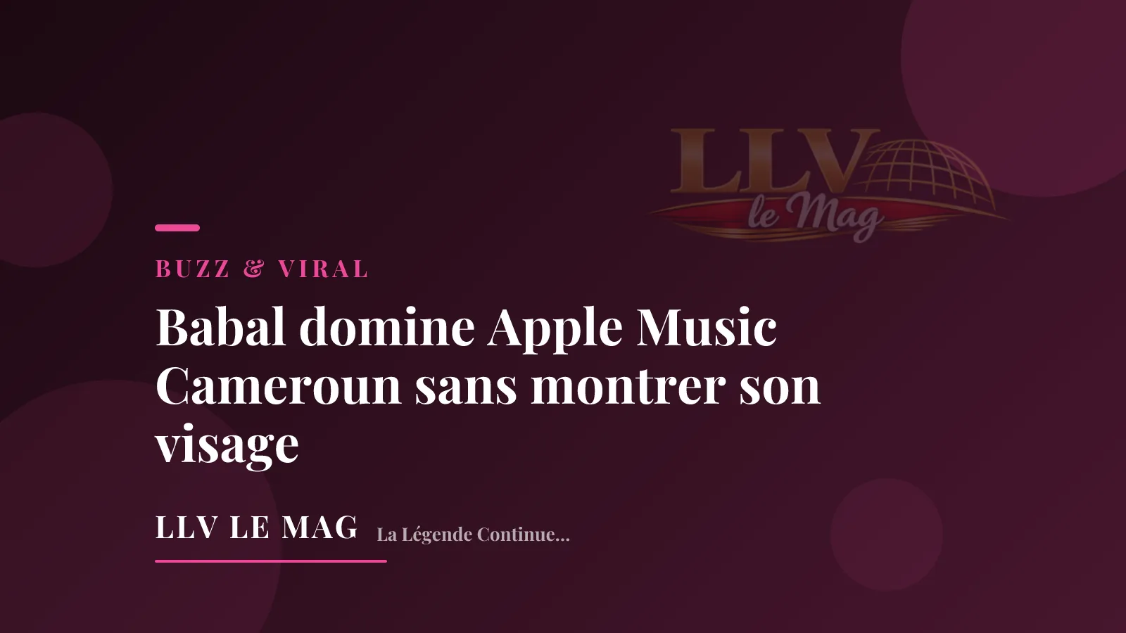 Babal domine Apple Music Cameroun sans montrer son visage