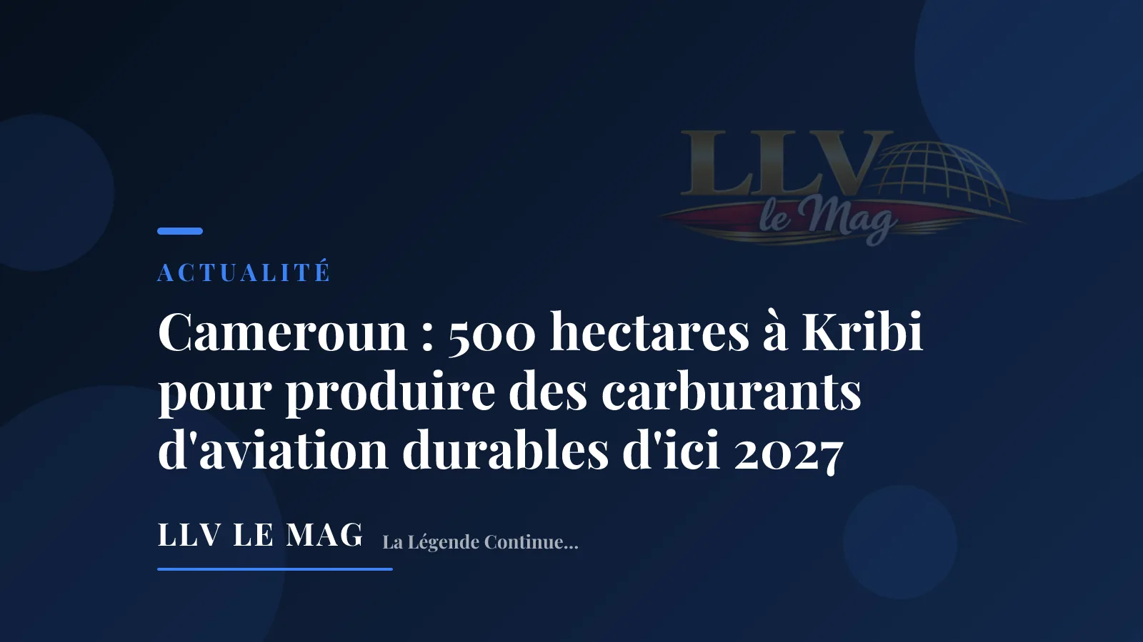 Illustration éditoriale pour Cameroun : 500 hectares à Kribi pour produire des carburants d'aviation durables d'ici 2027