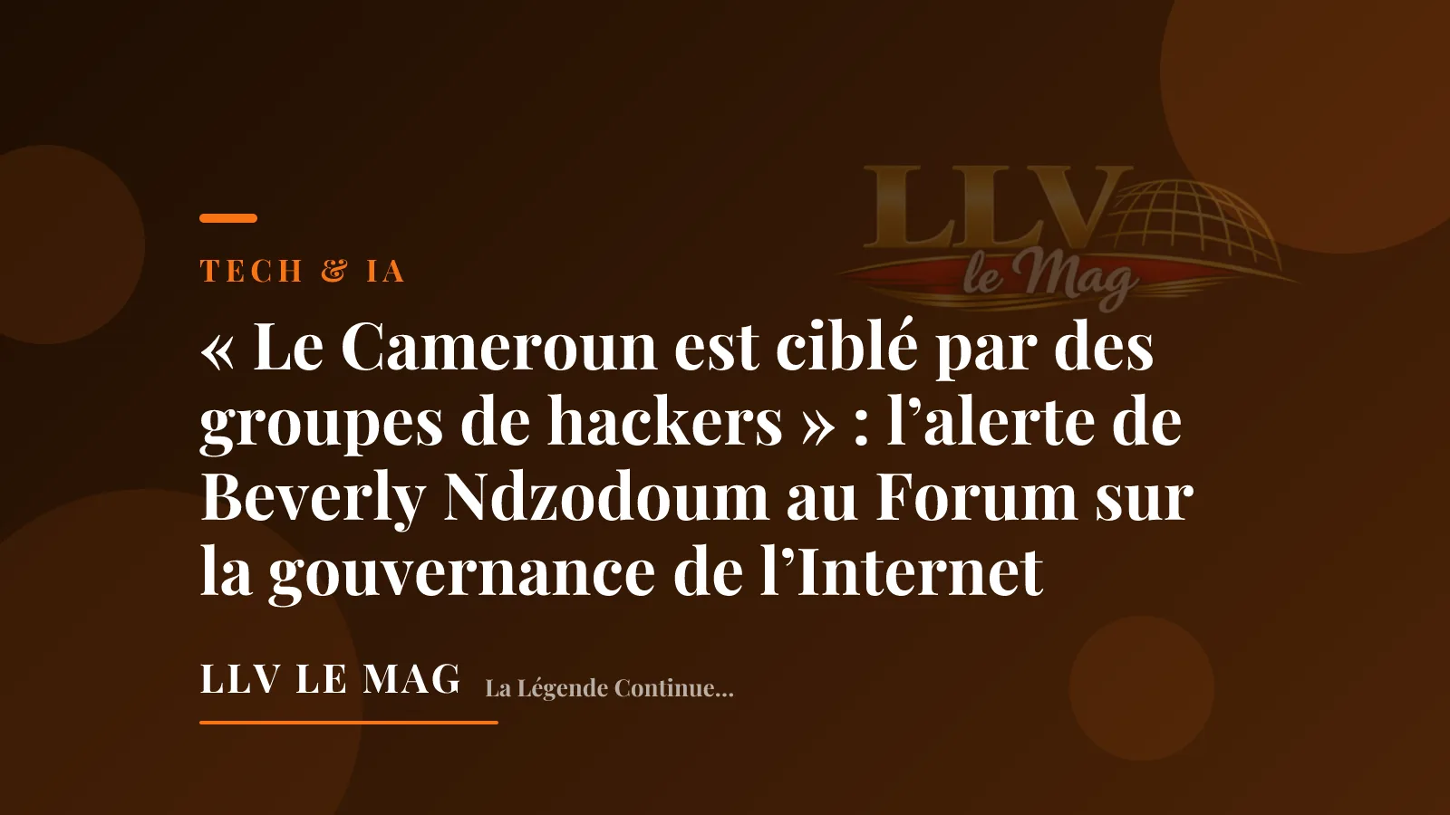 Illustration éditoriale pour « Le Cameroun est ciblé par des groupes de hackers » : l’alerte de Beverly Ndzodoum au Forum sur la gouvernance de l’Internet