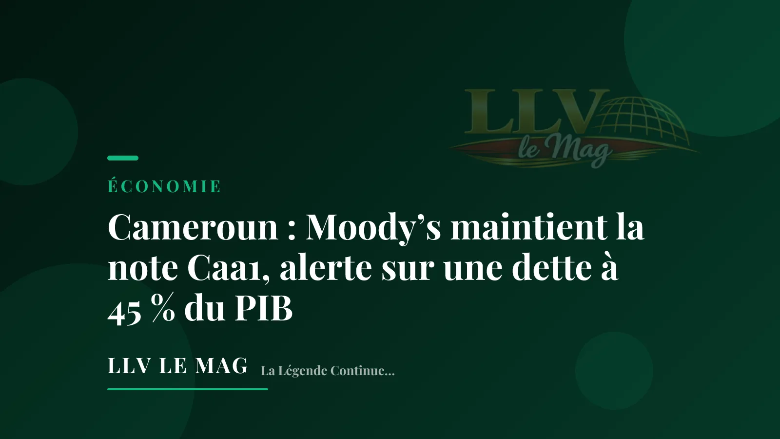 Editorial illustration for Cameroon: Moody’s holds Caa1 rating, warns on debt at 45% of GDP