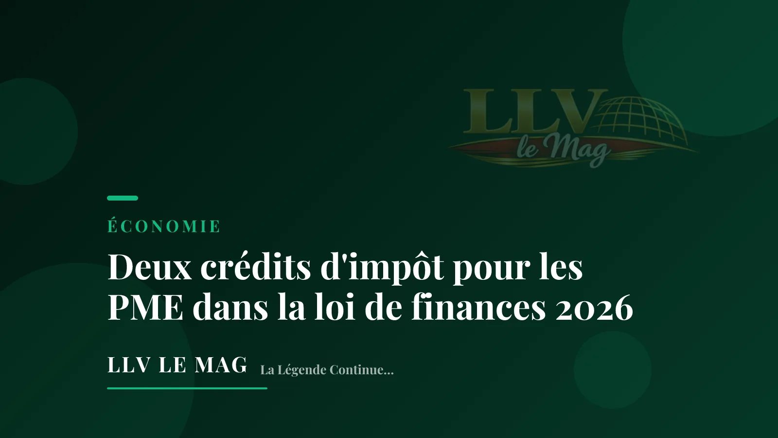 Two New Tax Credits for SMEs in the 2026 Finance Law
