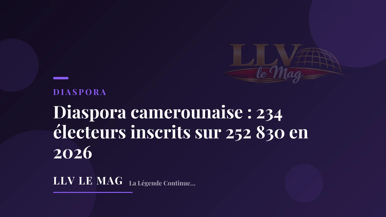 Editorial illustration for Cameroonian diaspora: just 234 out of 252,830 new voters in 2026