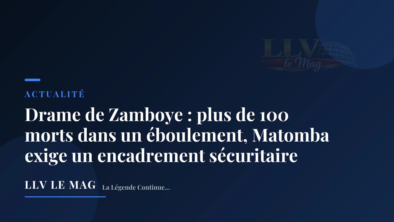 Drame de Zamboye : plus de 100 morts dans un éboulement, Matomba exige un encadrement sécuritaire