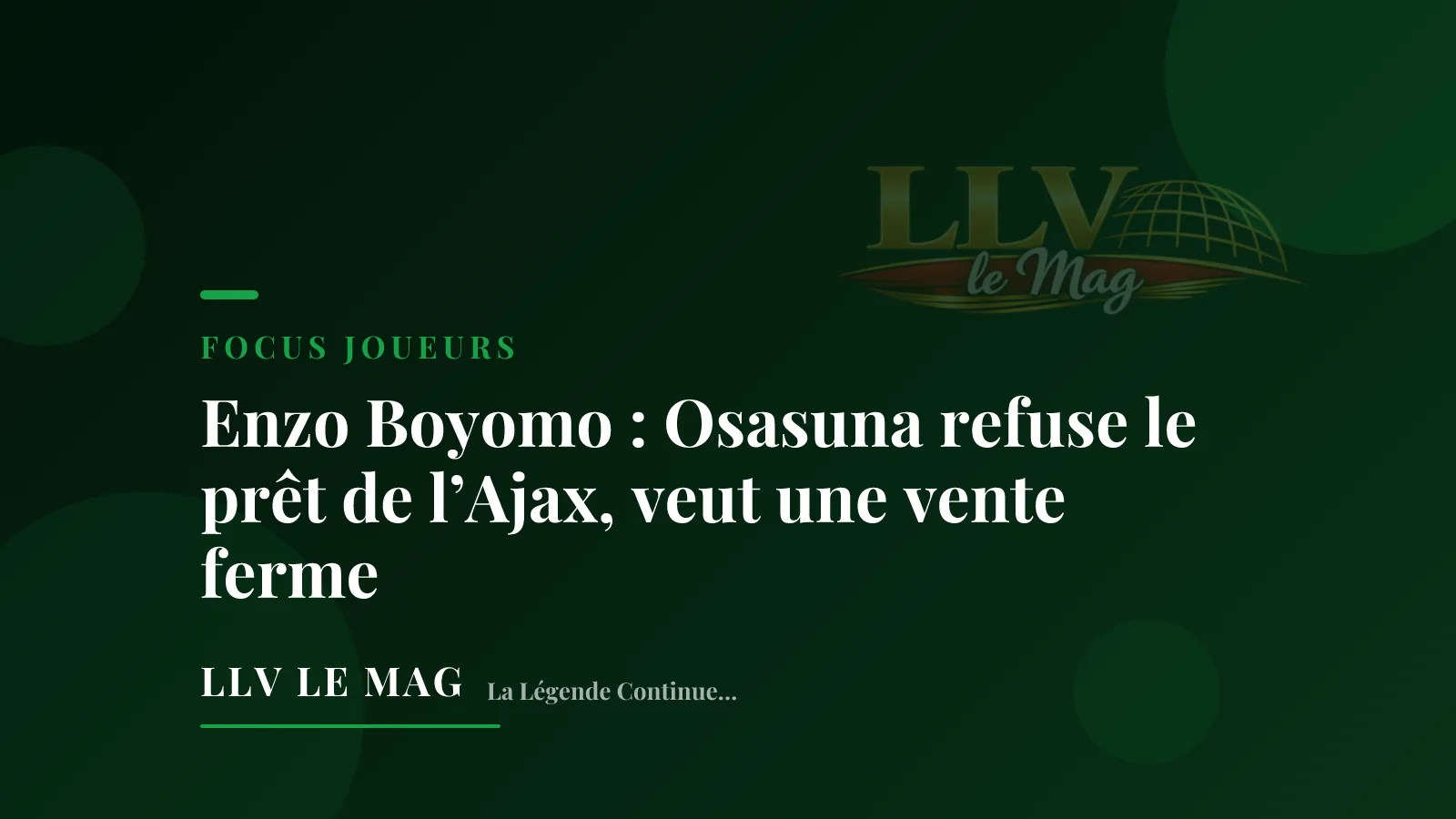 Enzo Boyomo: Osasuna rejects Ajax loan bid, wants a straight sale