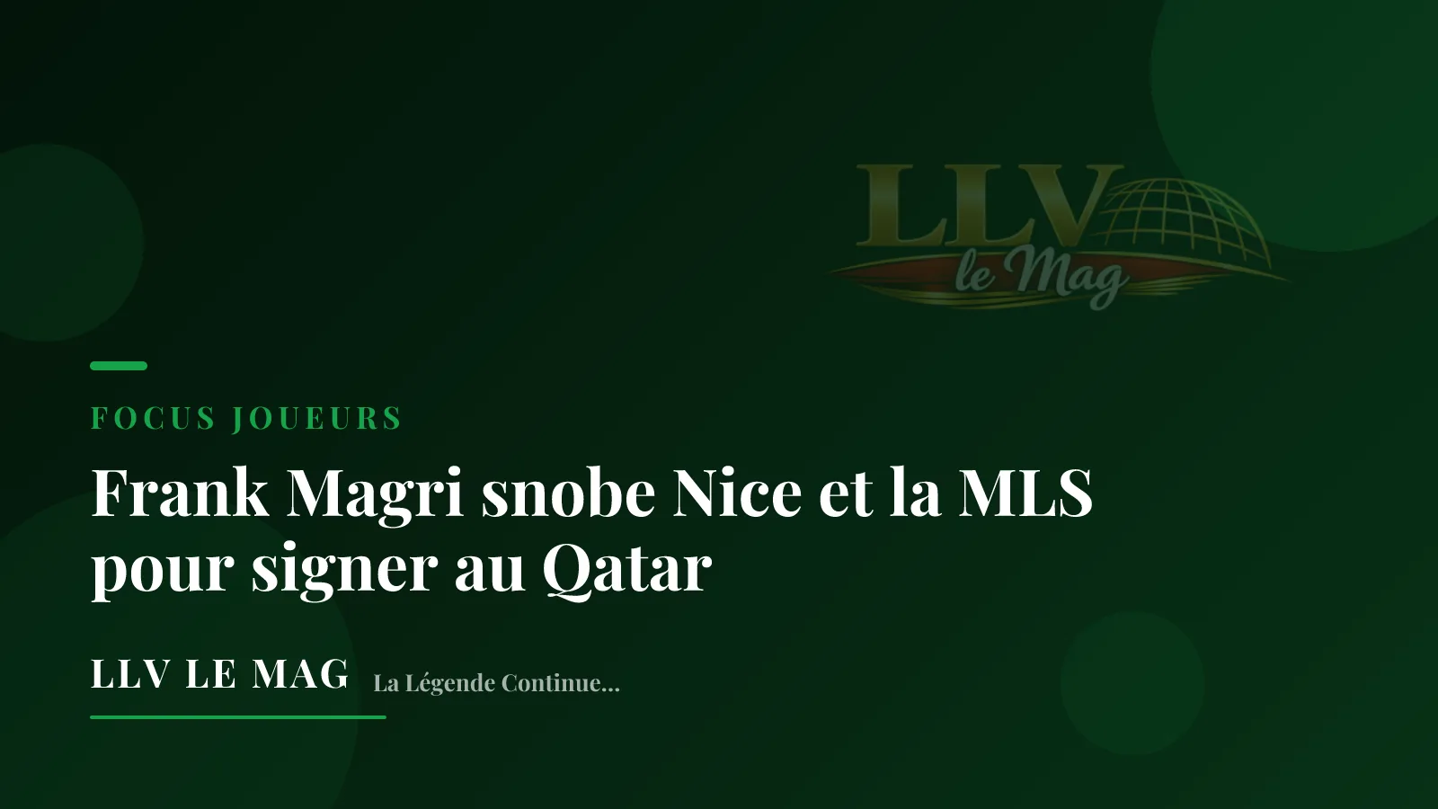 Frank Magri snobe Nice et la MLS pour signer au Qatar