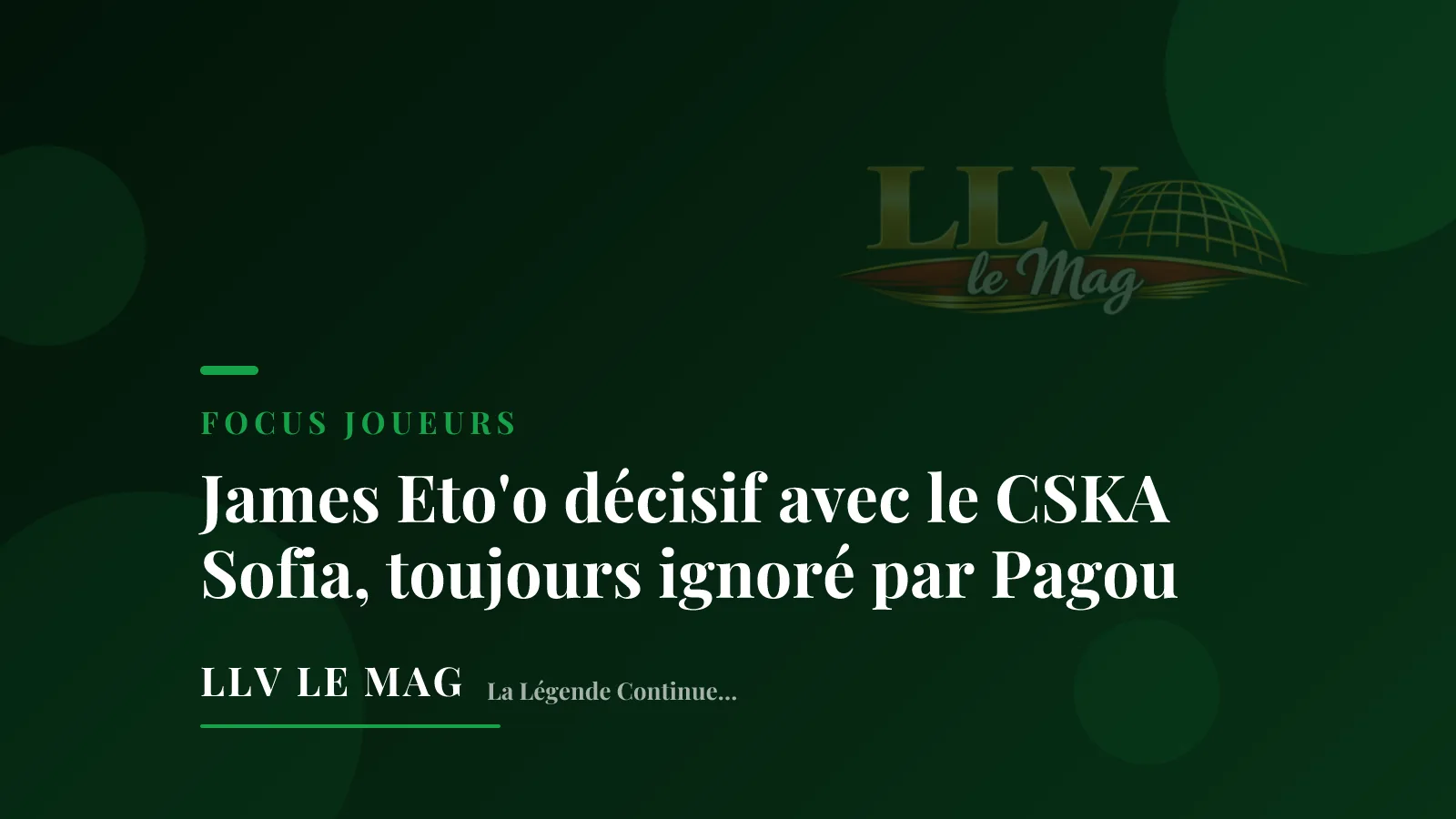 Illustration éditoriale pour James Eto'o décisif avec le CSKA Sofia, toujours ignoré par Pagou