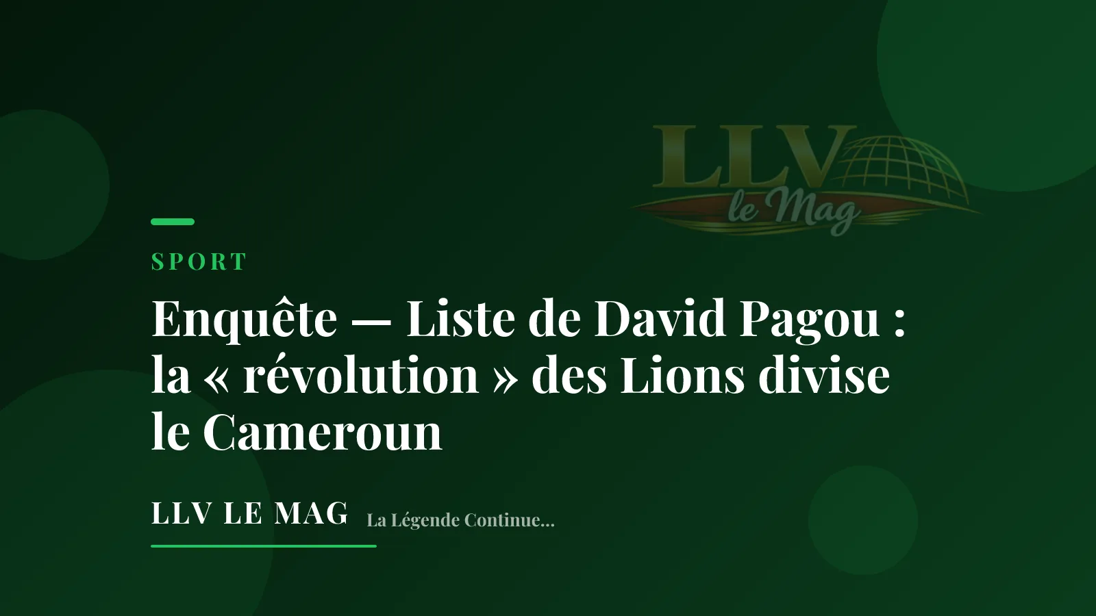 Enquête — Liste de David Pagou : la « révolution » des Lions divise le Cameroun
