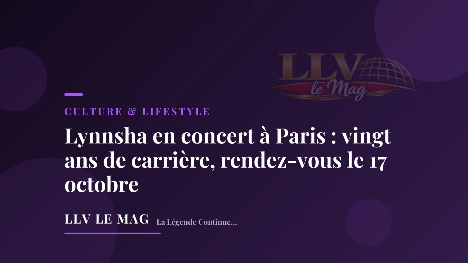 Editorial illustration for Lynnsha in concert in Paris: twenty-year career, live on 17 October