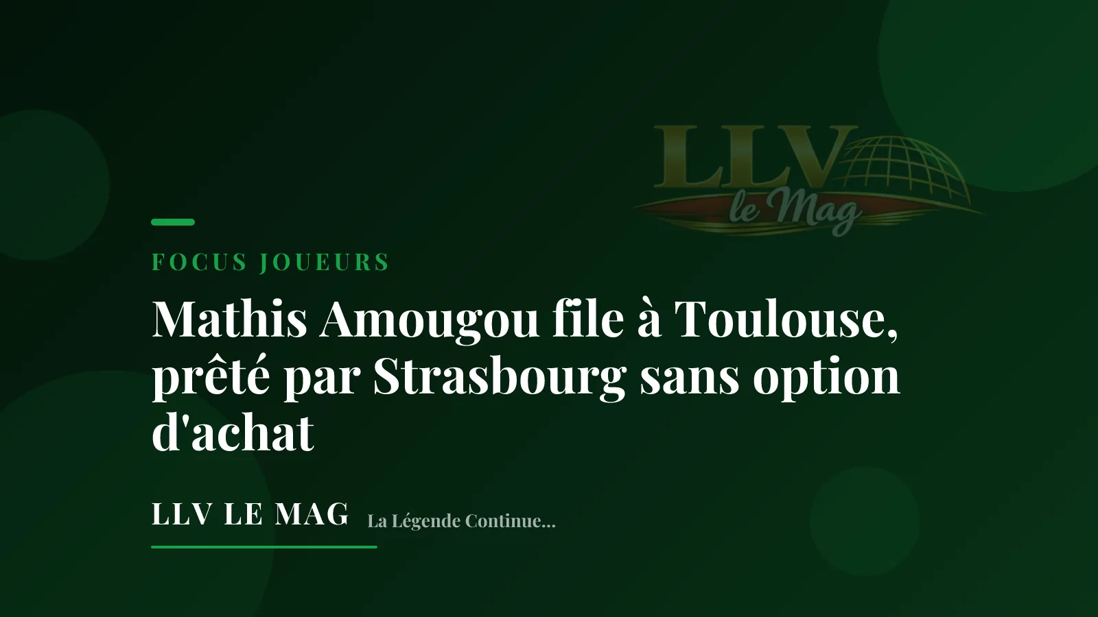 Editorial illustration for Mathis Amougou Loaned to Toulouse by Strasbourg, No Buy Option