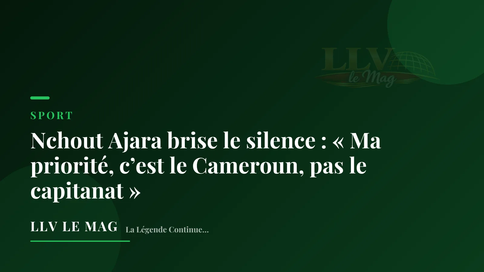 Illustration éditoriale pour Nchout Ajara brise le silence : « Ma priorité, c’est le Cameroun, pas le capitanat »