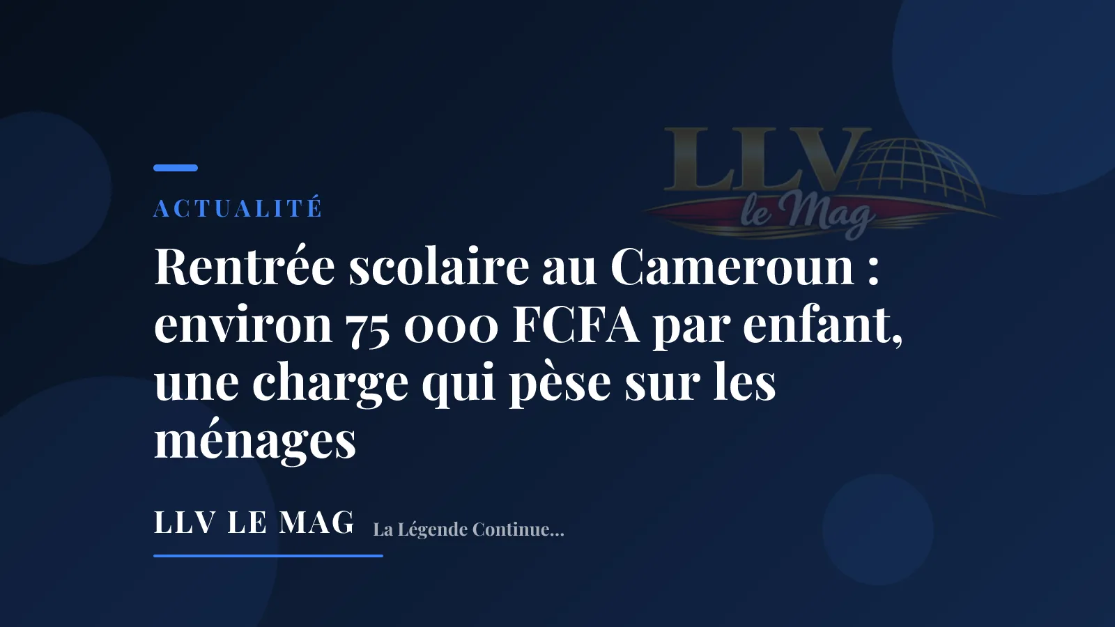 Editorial illustration — Rentrée scolaire au Cameroun : environ 75 000 FCFA par enfant, une charge qui pèse sur les ménages