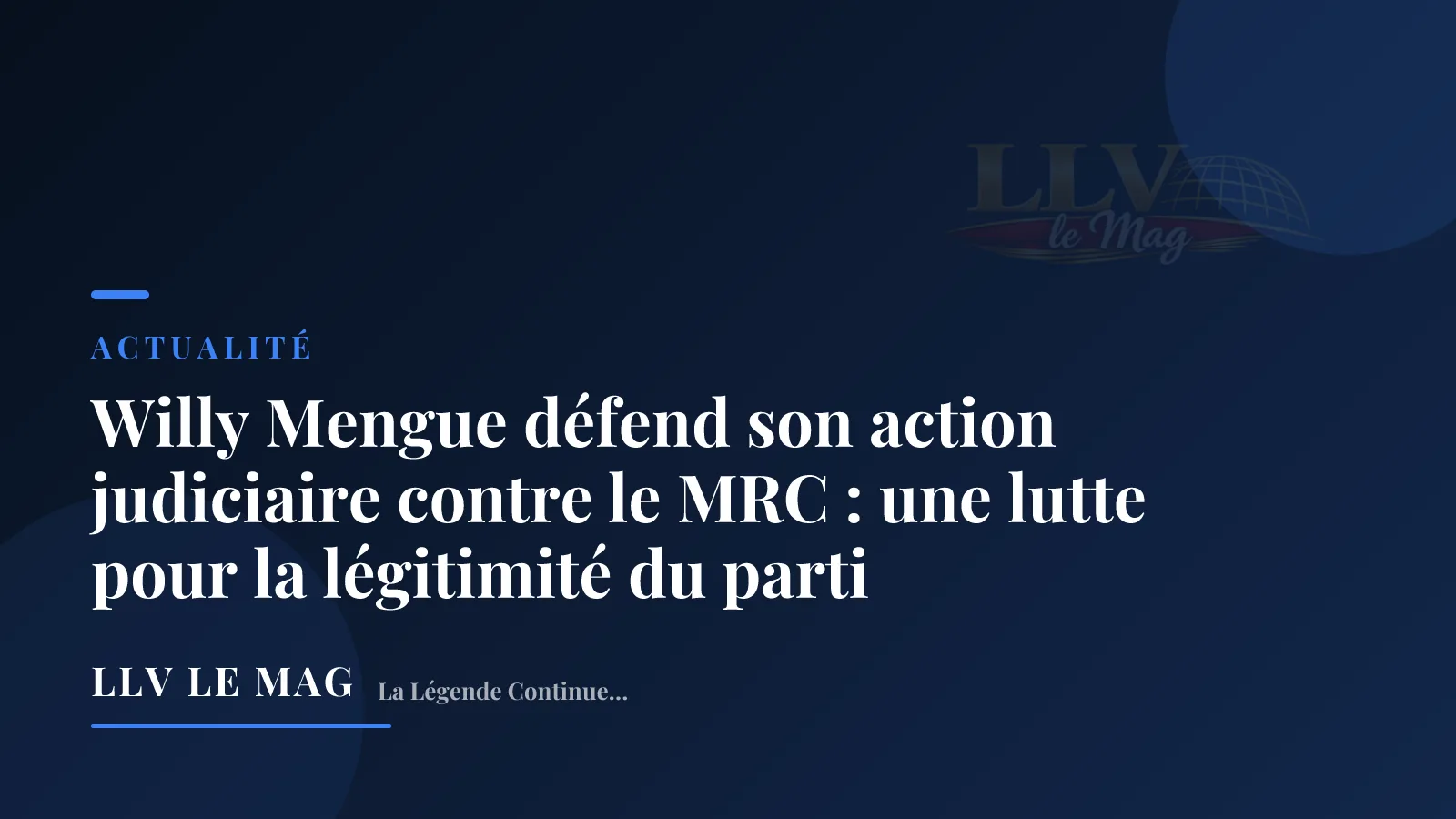 Illustration éditoriale pour Willy Mengue défend son action judiciaire contre le MRC : une lutte pour la légitimité du parti