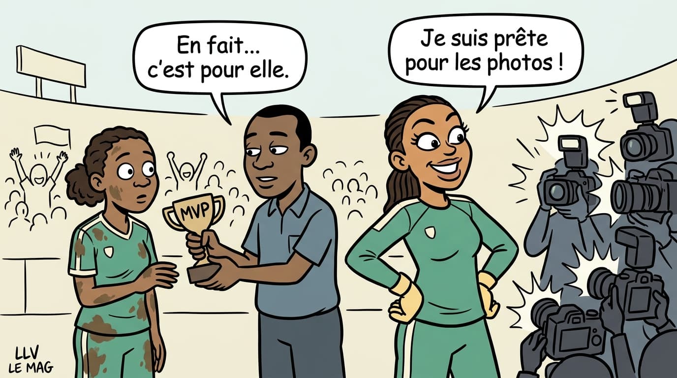 Illustration éditoriale pour CAN féminine 2026 : Monique Ngock MVP, la CAF surprend comme pour Rodri