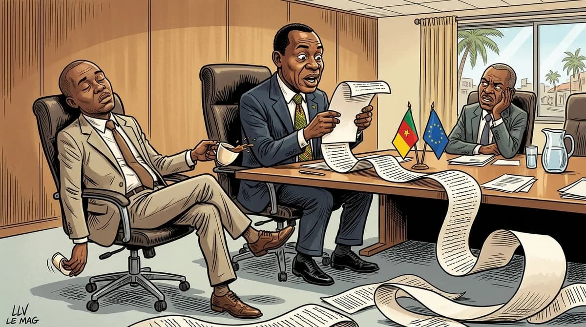 Illustration éditoriale pour Décentralisation au Cameroun : NASLA et l’Union européenne intensifient leur partenariat pour affronter les enjeux climatiques, numériques e