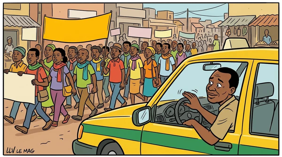 Editorial illustration for Yaoundé: More than a hundred rally to demand an end to violence against women